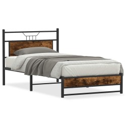 Cadre de lit sans matelas chêne fumé 107x203 cm bois ingénierie 