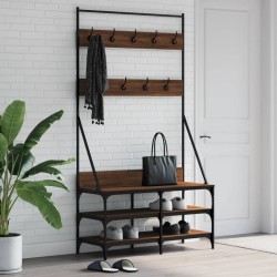 Porte-vêtements et rangement des chaussures chêne marron 