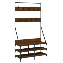Porte-vêtements et rangement des chaussures chêne marron 
