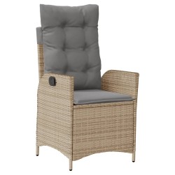 Ensemble à manger de jardin et coussins 3 pcs Beige poly rotin 
