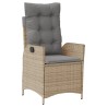 Ensemble à manger de jardin et coussins 3 pcs Beige poly rotin 