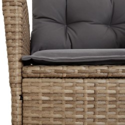 Ensemble à manger de jardin et coussins 3 pcs Beige poly rotin 