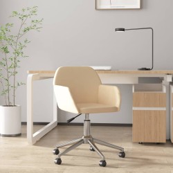 Chaise pivotante de bureau Crème Tissu 