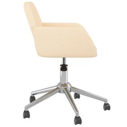 Chaise pivotante de bureau Crème Tissu 