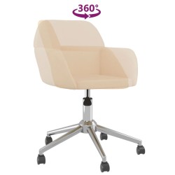 Chaise pivotante de bureau Crème Tissu 