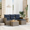 Salon de jardin 5 pcs avec coussins gris résine tressée 