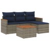 Salon de jardin 5 pcs avec coussins gris résine tressée 