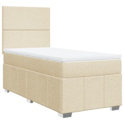 Sommier à lattes de lit et matelas Crème 90x190 cm Tissu 