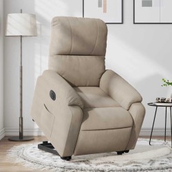 Fauteuil inclinable électrique taupe tissu microfibre 