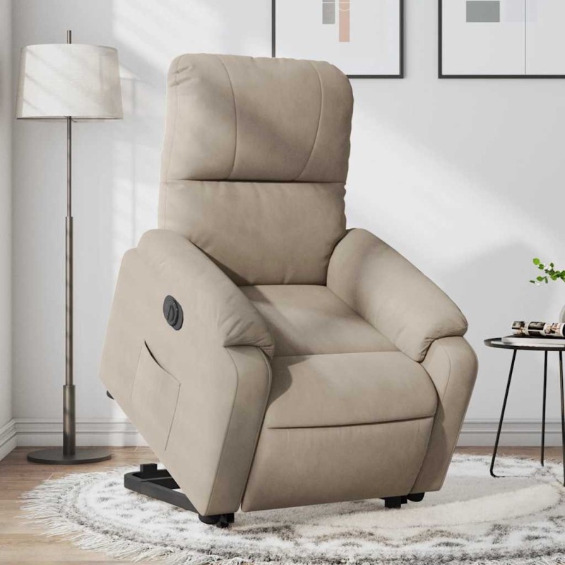 Fauteuil inclinable électrique taupe tissu microfibre 