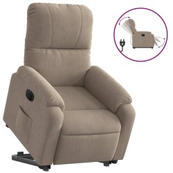 Fauteuil inclinable électrique taupe tissu microfibre 