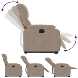 Fauteuil inclinable électrique taupe tissu microfibre 