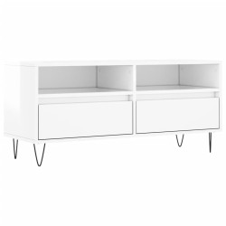 Meuble TV blanc brillant 100x34,5x44,5 cm bois d'ingénierie 