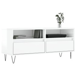 Meuble TV blanc brillant 100x34,5x44,5 cm bois d'ingénierie 
