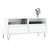 Meuble TV blanc brillant 100x34,5x44,5 cm bois d'ingénierie 