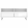 Meuble TV blanc brillant 100x34,5x44,5 cm bois d'ingénierie 