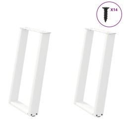Pieds de table à manger en U 2 pièces Blanc 60 x (72-73) cm Acier 
