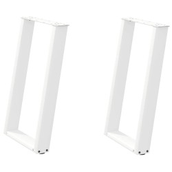 Pieds de table à manger en U 2 pièces Blanc 60 x (72-73) cm Acier 