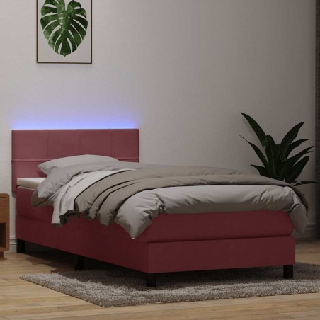 Sommier à lattes de lit avec matelas rose 90x220 cm velours 