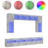 Ensemble de meubles TV muraux 8 pcs et lumières LED gris béton 