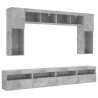 Ensemble de meubles TV muraux 8 pcs et lumières LED gris béton 