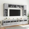 Ensemble de meubles TV muraux 8 pcs et lumières LED gris béton 