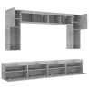 Ensemble de meubles TV muraux 8 pcs et lumières LED gris béton 