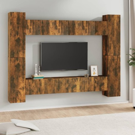 Ensemble de meubles TV 10 pcs Chêne fumé Bois d'ingénierie 