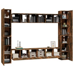 Ensemble de meubles TV 10 pcs Chêne fumé Bois d'ingénierie 