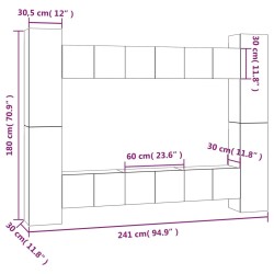 Ensemble de meubles TV 10 pcs Chêne fumé Bois d'ingénierie 