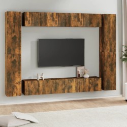 Ensemble de meubles TV 10 pcs Chêne fumé Bois d'ingénierie 