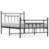 Cadre de lit métal sans matelas avec pied de lit noir 107x203cm 