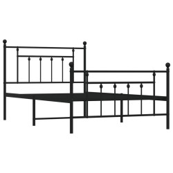 Cadre de lit métal sans matelas avec pied de lit noir 107x203cm 