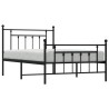 Cadre de lit métal sans matelas avec pied de lit noir 107x203cm 