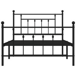Cadre de lit métal sans matelas avec pied de lit noir 107x203cm 