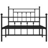 Cadre de lit métal sans matelas avec pied de lit noir 107x203cm 