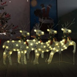 Rennes de Noël 4 pcs Doré 80 LED 