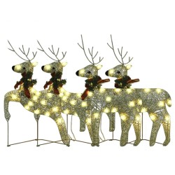 Rennes de Noël 4 pcs Doré 80 LED 