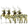 Rennes de Noël 4 pcs Doré 80 LED 