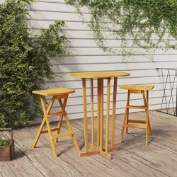 Ensemble de bar pliable 3 pcs Bois de teck massif 