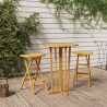 Ensemble de bar pliable 3 pcs Bois de teck massif 