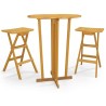 Ensemble de bar pliable 3 pcs Bois de teck massif 