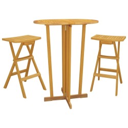 Ensemble de bar pliable 3 pcs Bois de teck massif 