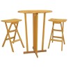 Ensemble de bar pliable 3 pcs Bois de teck massif 