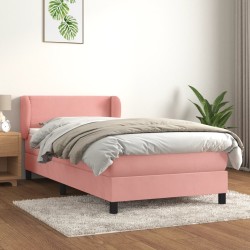 Sommier à lattes de lit avec matelas Rose 90x200 cm Velours 