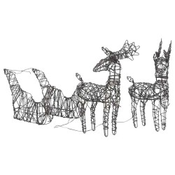 Décoration de Noël renne et traîneau 160 LED blanc chaud rotin 