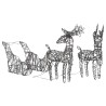 Décoration de Noël renne et traîneau 160 LED blanc chaud rotin 