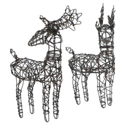 Décoration de Noël renne et traîneau 160 LED blanc chaud rotin 