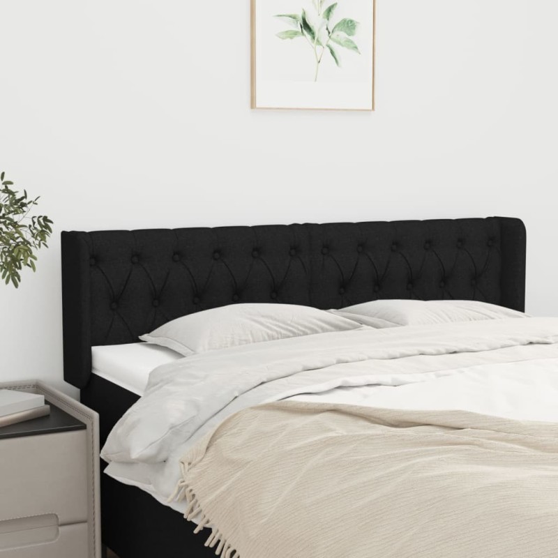 Tête de lit avec oreilles Noir 163x16x78/88 cm Tissu 