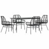 Ensemble à manger de jardin 5 pcs noir résine tressée verre 